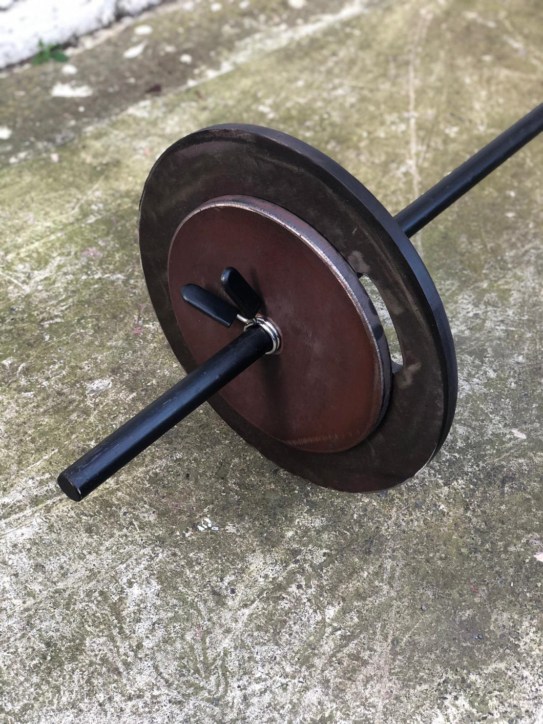 1 - inch bar and 30kg of weights.